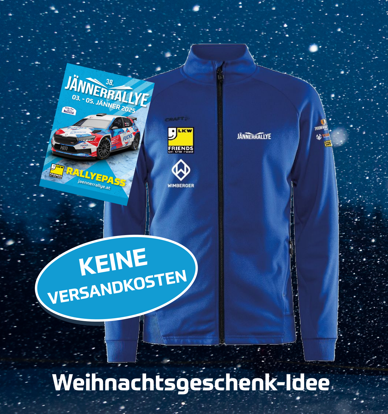 JR25 Package 3: Rallyepass und Sweatjacke (ohne Kapuze)